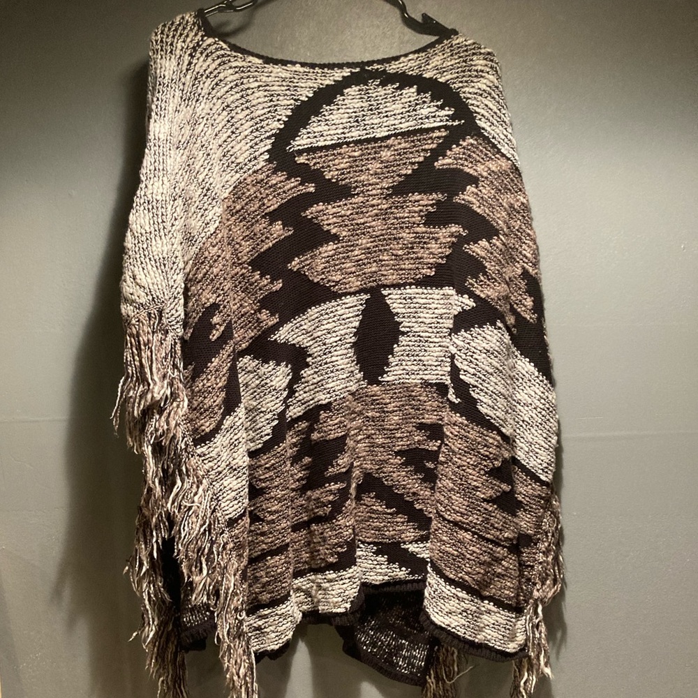 INC gray/brown/black size S/M poncho - Picture 5 of 5
